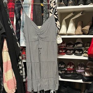 Altar'd State Black and White Ruched Mini Sundress